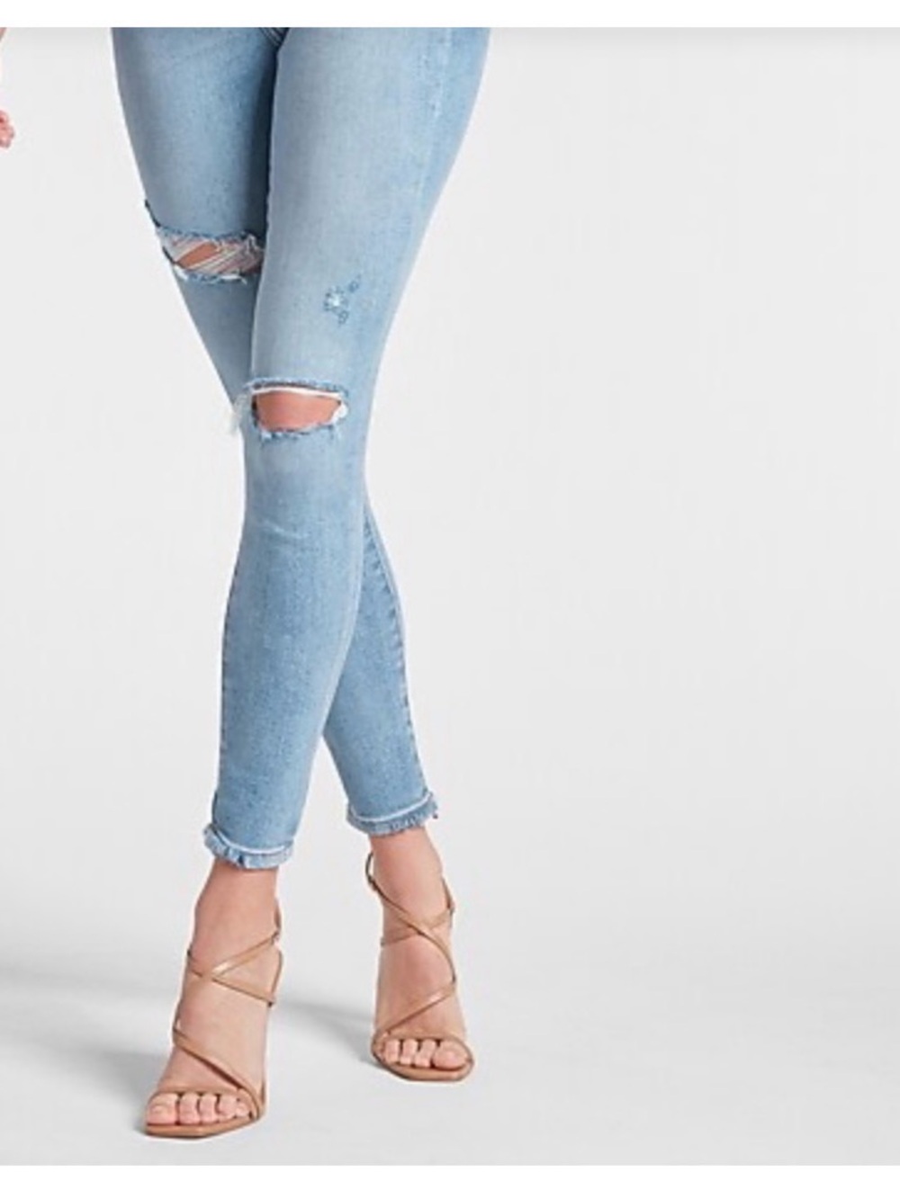 Express Light Wash Distressed Skinny Jeans - Women 6L